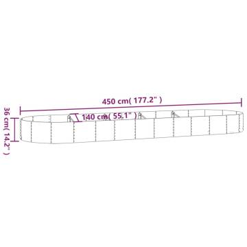 Garden Raised Bed - Powder-coated Steel 450x140x36 cm | Hipo Market