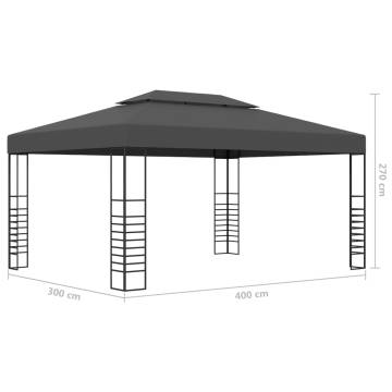 Gazebo with LED String Lights 3x4m Anthracite - Hipomarket