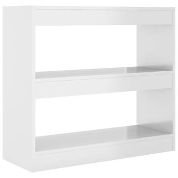 High Gloss White Book Cabinet & Room Divider - 80x30x72 cm