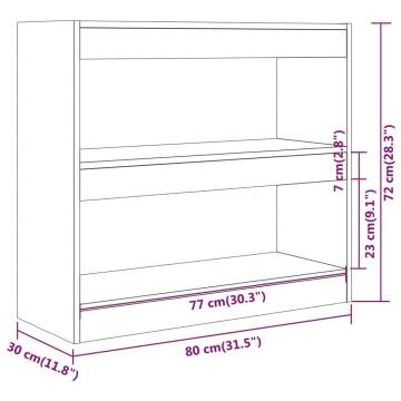 High Gloss White Book Cabinet & Room Divider - 80x30x72 cm