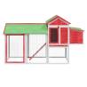 Chicken Coop Red - 193x65x117 cm Solid Pine Wood | HipoMarket