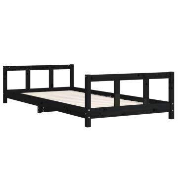 Kids Bed Frame Black 90x190 cm Solid Pine Wood | HipoMarket