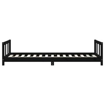 Kids Bed Frame Black 90x190 cm Solid Pine Wood | HipoMarket