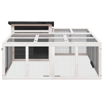 Rabbit Hutch Grey 144x123x67.5 cm - Solid Pine Wood for Pets