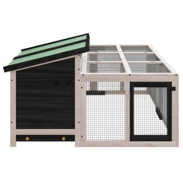 Rabbit Hutch Grey 144x123x67.5 cm - Solid Pine Wood for Pets