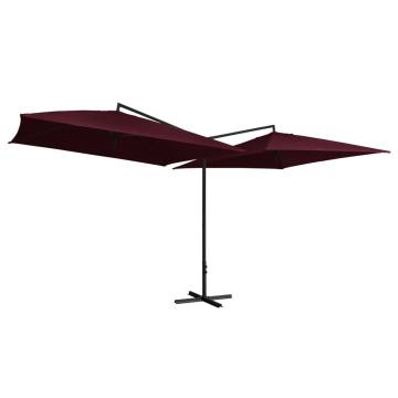 Double Parasol with Steel Pole - Bordeaux Red | Hipo Market