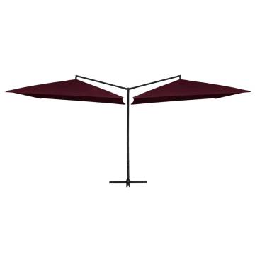 Double Parasol with Steel Pole - Bordeaux Red | Hipo Market