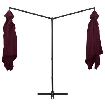 Double Parasol with Steel Pole - Bordeaux Red | Hipo Market