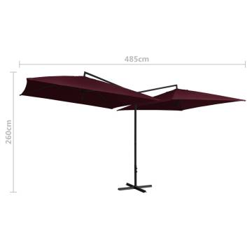 Double Parasol with Steel Pole - Bordeaux Red | Hipo Market