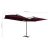 Double Parasol with Steel Pole - Bordeaux Red | Hipo Market