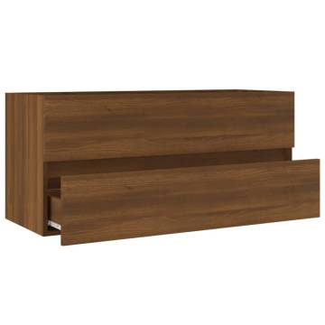 Brown Oak Sink Cabinet - 100x38.5x45 cm Engineered Wood