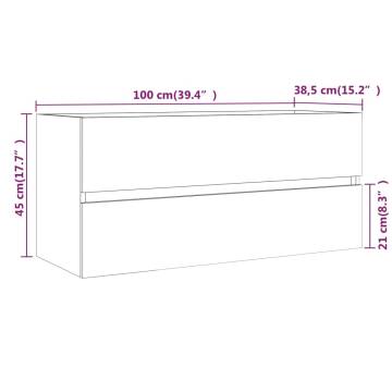 Brown Oak Sink Cabinet - 100x38.5x45 cm Engineered Wood