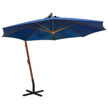 Azure Blue Hanging Parasol - 3.5x2.9m Solid Fir Wood