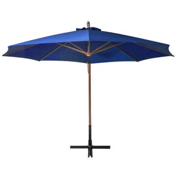 Azure Blue Hanging Parasol - 3.5x2.9m Solid Fir Wood