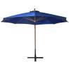 Azure Blue Hanging Parasol - 3.5x2.9m Solid Fir Wood