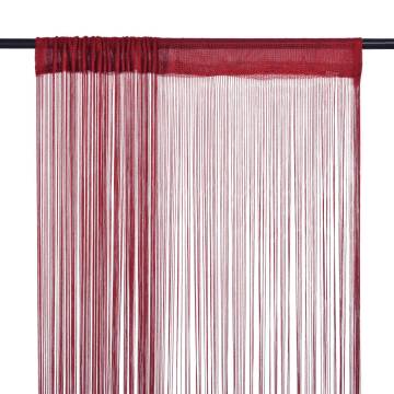 Burgundy String Curtains 2 pcs 100x250 cm - Hipomarket