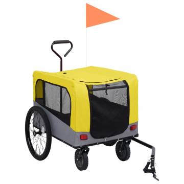 2-in-1 Pet Bike Trailer & Jogging Stroller - Yellow & Grey