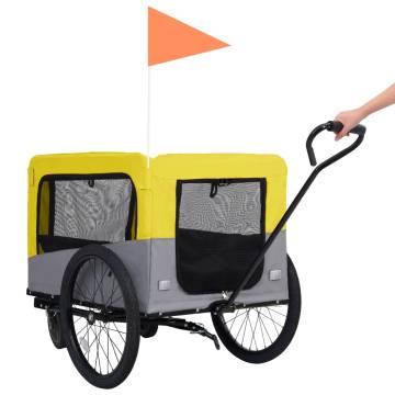 2-in-1 Pet Bike Trailer & Jogging Stroller - Yellow & Grey