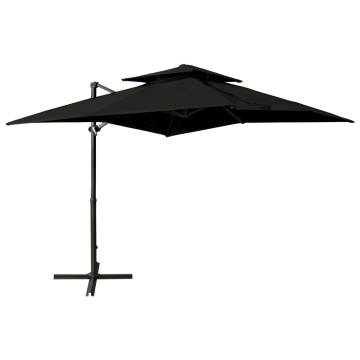 Cantilever Umbrella Double Top 250x250 cm Black | Hipo Market