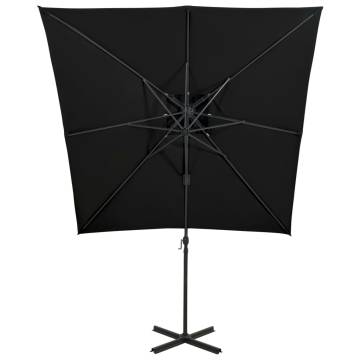 Cantilever Umbrella Double Top 250x250 cm Black | Hipo Market