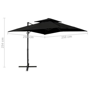 Cantilever Umbrella Double Top 250x250 cm Black | Hipo Market