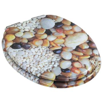 Stylish WC Toilet Seat with Soft Close Lid - Pebbles Design