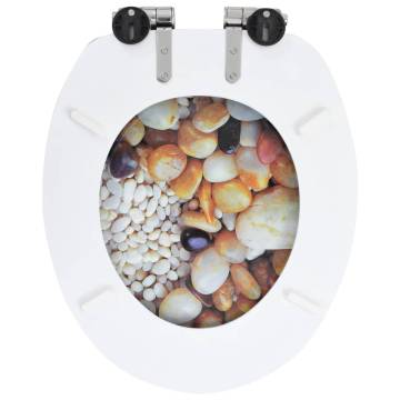 Stylish WC Toilet Seat with Soft Close Lid - Pebbles Design