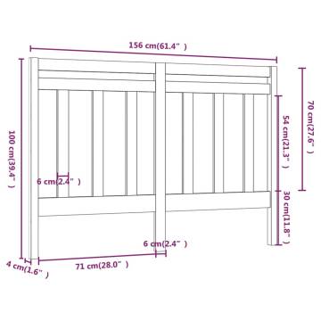 Stylish Black Pine Bed Headboard - 156x4x100 cm