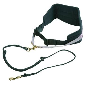 FLAMINGO Dog Belt with Elastic Leash - Canicross Black