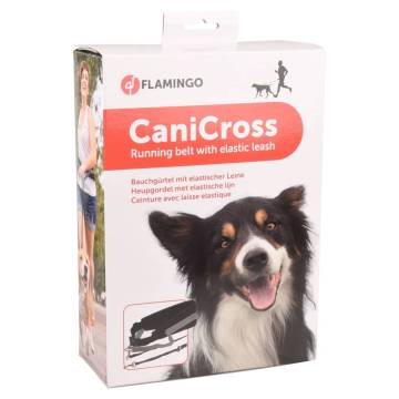 FLAMINGO Dog Belt with Elastic Leash - Canicross Black