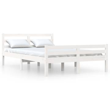 White Solid Wood Bed Frame 120x200 cm - Modern Design