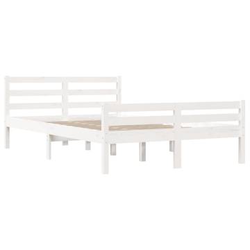 White Solid Wood Bed Frame 120x200 cm - Modern Design