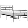 Black Metal Bed Frame with Headboard & Footboard - 90x190 cm