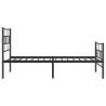 Black Metal Bed Frame with Headboard & Footboard - 90x190 cm