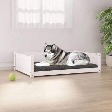 Premium White Dog Bed - Solid Pine Wood, 105.5x75.5x28 cm