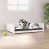 Premium White Dog Bed - Solid Pine Wood, 105.5x75.5x28 cm