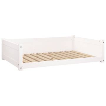 Premium White Dog Bed - Solid Pine Wood, 105.5x75.5x28 cm