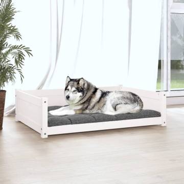 Premium White Dog Bed - Solid Pine Wood, 105.5x75.5x28 cm