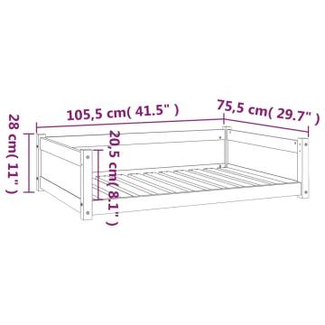 Premium White Dog Bed - Solid Pine Wood, 105.5x75.5x28 cm