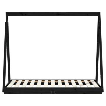 Kids Bed Frame Black 70x140 cm - Solid Pine Wood Design