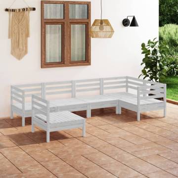 6 Piece Garden Lounge Set - Solid Pinewood in White