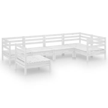 6 Piece Garden Lounge Set - Solid Pinewood in White