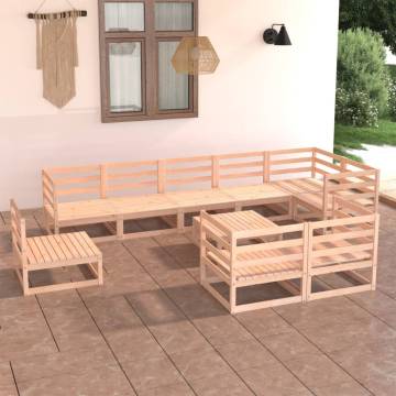 10 Piece Garden Lounge Set - Solid Pinewood Comfort