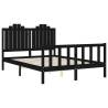 Black Bed Frame with Headboard - Solid Wood 140x200cm | Hipomarket