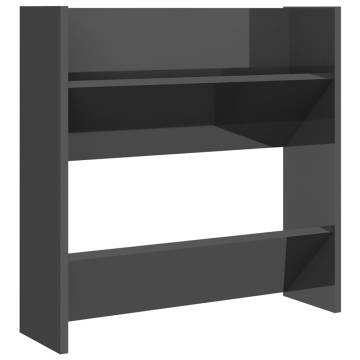 High Gloss Grey Wall Shoe Cabinet - Space Saving Design