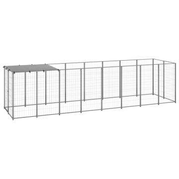 Dog Kennel Silver 4.84 m² Steel - Durable Outdoor Pet Enclosure