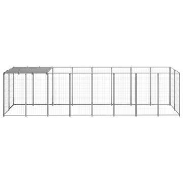 Dog Kennel Silver 4.84 m² Steel - Durable Outdoor Pet Enclosure