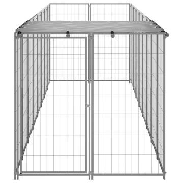 Dog Kennel Silver 4.84 m² Steel - Durable Outdoor Pet Enclosure