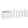 Dog Kennel Silver 4.84 m² Steel - Durable Outdoor Pet Enclosure