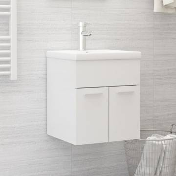 High Gloss White Sink Cabinet with Built-in Basin | Hipo Market